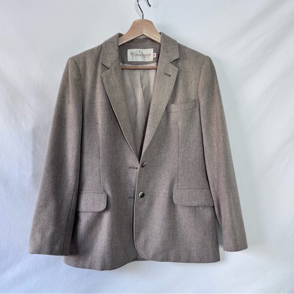 John Meyer Vintage Wool Blazer Taupe Size 10 Classic Tailored Jacket - Picture 6 of 13